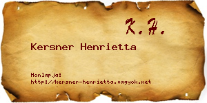 Kersner Henrietta névjegykártya